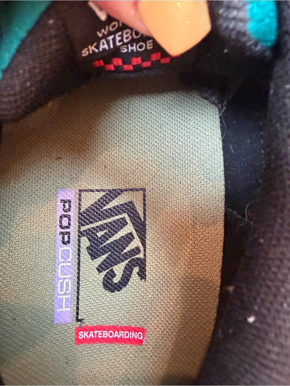 Vans Men's Gray Sneakers with Green and Orange Accents